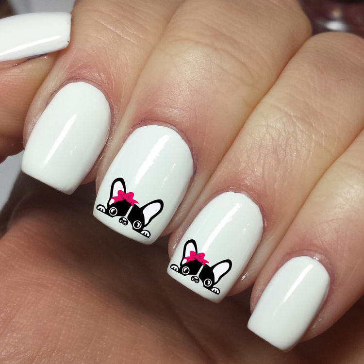 Cute Puppy with Pink Bow - Nail Art Waterslide Decals - Nails Creations - Nails Creations