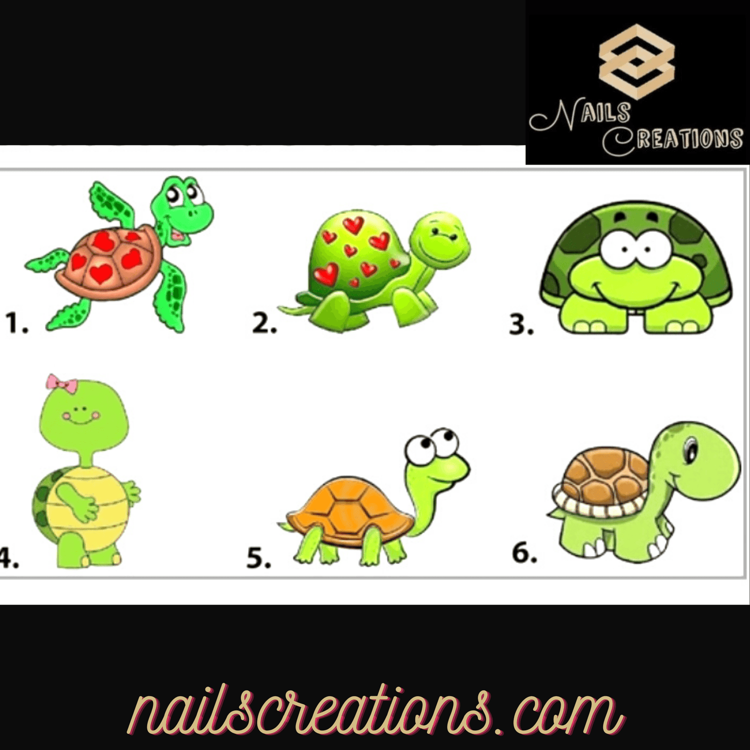 Cute Turtle Set of 20 Waterslide Nail Decals - Nails Creations
