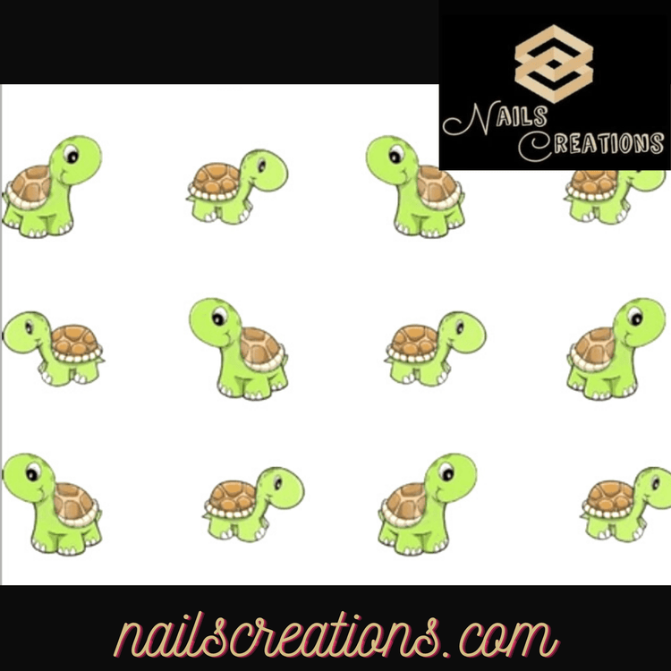 Cute Turtles Assorted Set of 20 Waterslide Nail Decals - Nails Creations