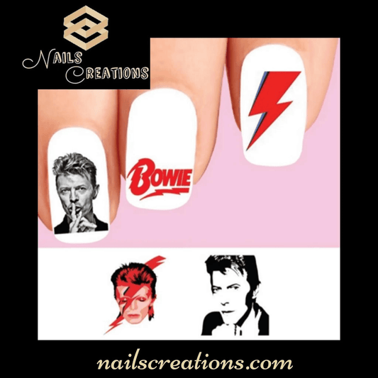 David Bowie Ziggy Stardust Assorted Set of 20 Waterslide Nail Decals - Nails Creations