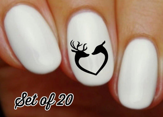 Deer Love Heart Nail Decals Stickers Water Slides Nail Art - Nails Creations