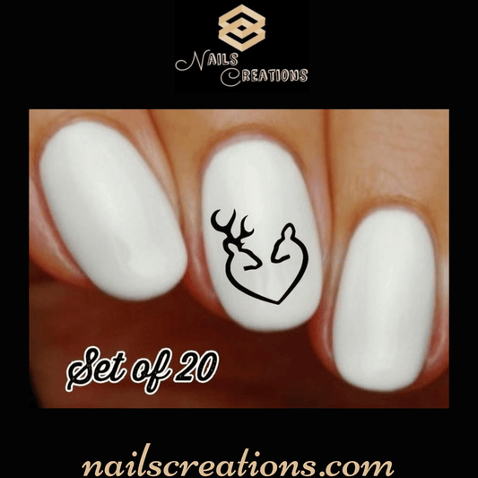 Deer Love Heart Nail Decals Stickers Water Slides Nail Art - Nails Creations