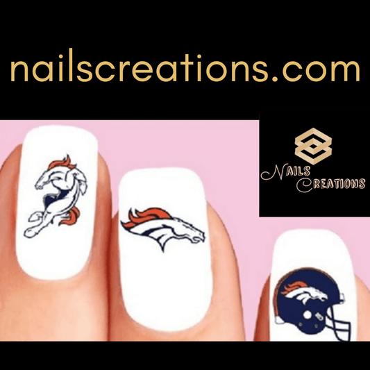 Denver Broncos Football Assorted Nail Decals Stickers Waterslide Nail Art Design - Nails Creations