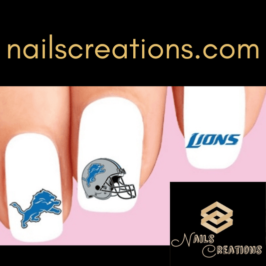 Detroit Lions Football Assorted Nail Decals Stickers Waterslide Nail Art Design - Nails Creations