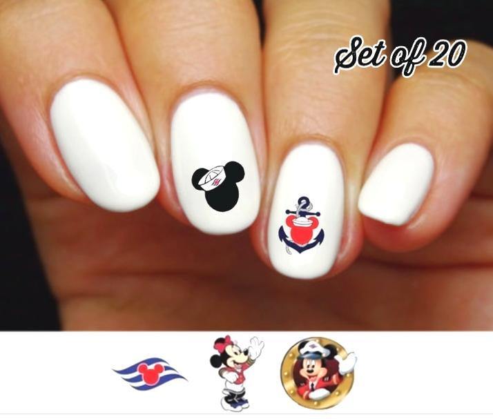Disney Cruise Vacation Minnie & Mickey Assorted Nail Decals Stickers Water Slides Nail Art - Nails Creations
