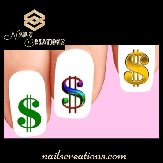 Dollar Money Assorted Set of 20 Waterslide Nail Decals - Nails Creations