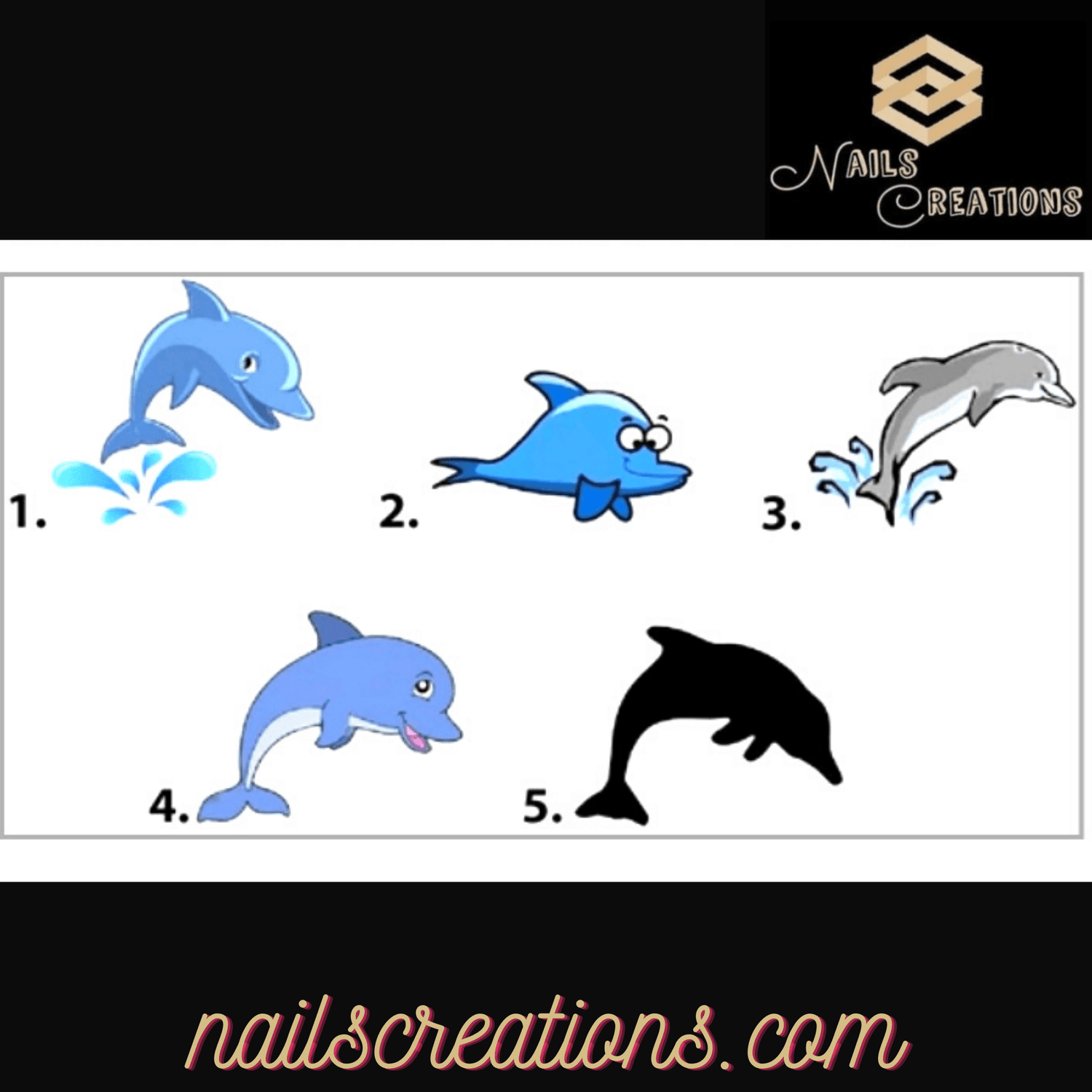 Dolphin Set of 20 Waterslide Nail Decals - Nails Creations