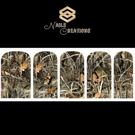 Duck Blind Camo Max 4 Camouflage Set of 10 Full Waterslide Nail Decals - Nails Creations