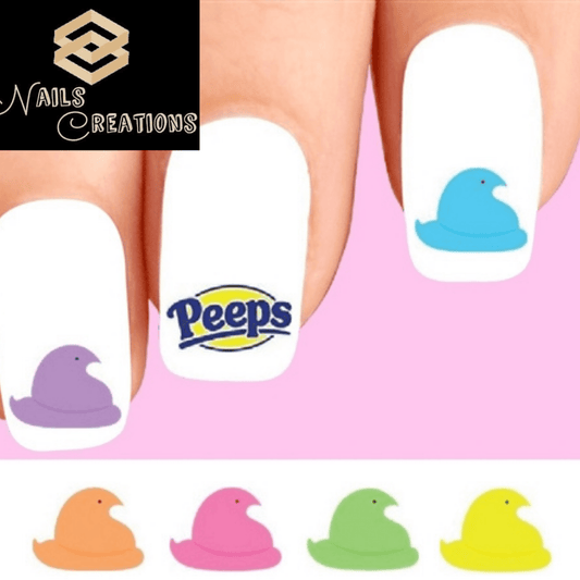 Easter Colorful Marshmallow Peeps Assorted Set of 20 Waterslide Nail Decals - Nails Creations