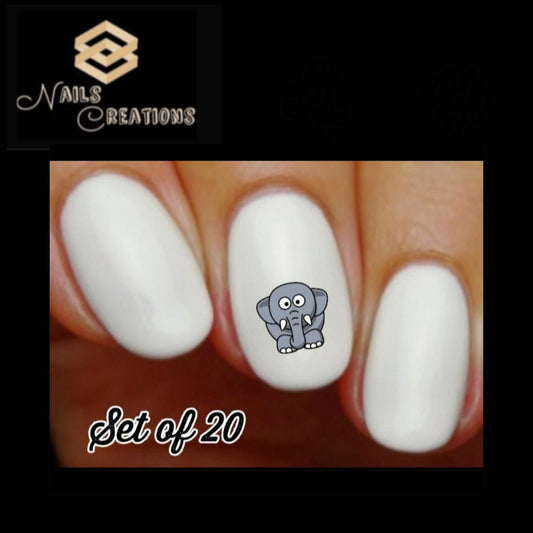 Elephant Nail Decals Stickers Water Slides Nail Art