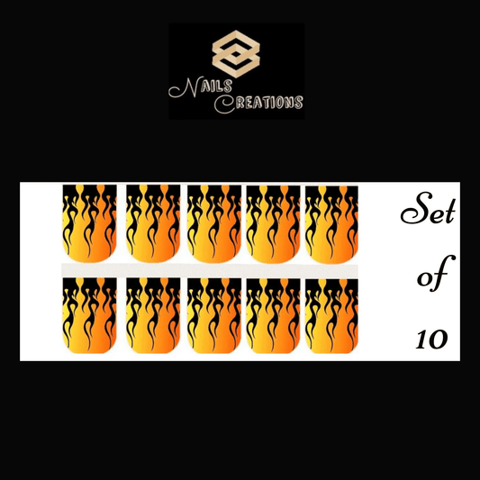 Flame Full Waterslides Nail Decals Set of 20 - Nails Creations