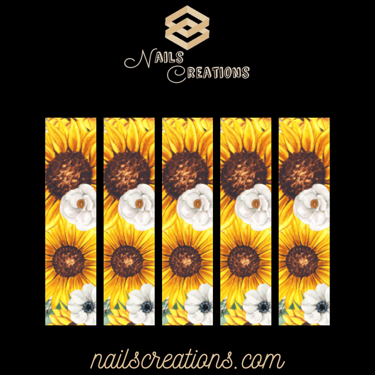 Floral X-Long Full Waterslide Nail Decals - Sunflowers Design - Nails Creations