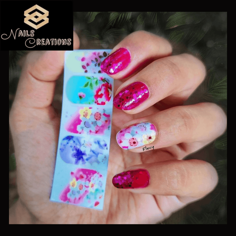 Flower Pattern Nail Art Full Waterslide Decals - Nails Creations