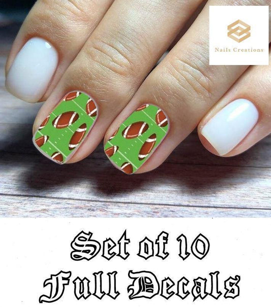 Football and Field Set Full Nail Decals Stickers Water Slides Nail Art - Nails Creations