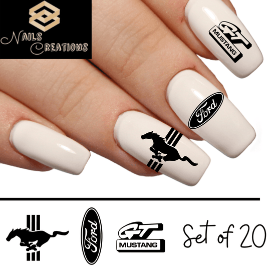 Ford Mustang Assorted Set Nail Decals Stickers Waterslide Nail Art Design - Nails Creations