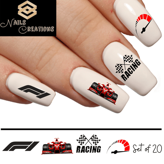 Formula One Racing Waterslide Nail Decal Stickers Assorted Set of 20 - Nails Creations