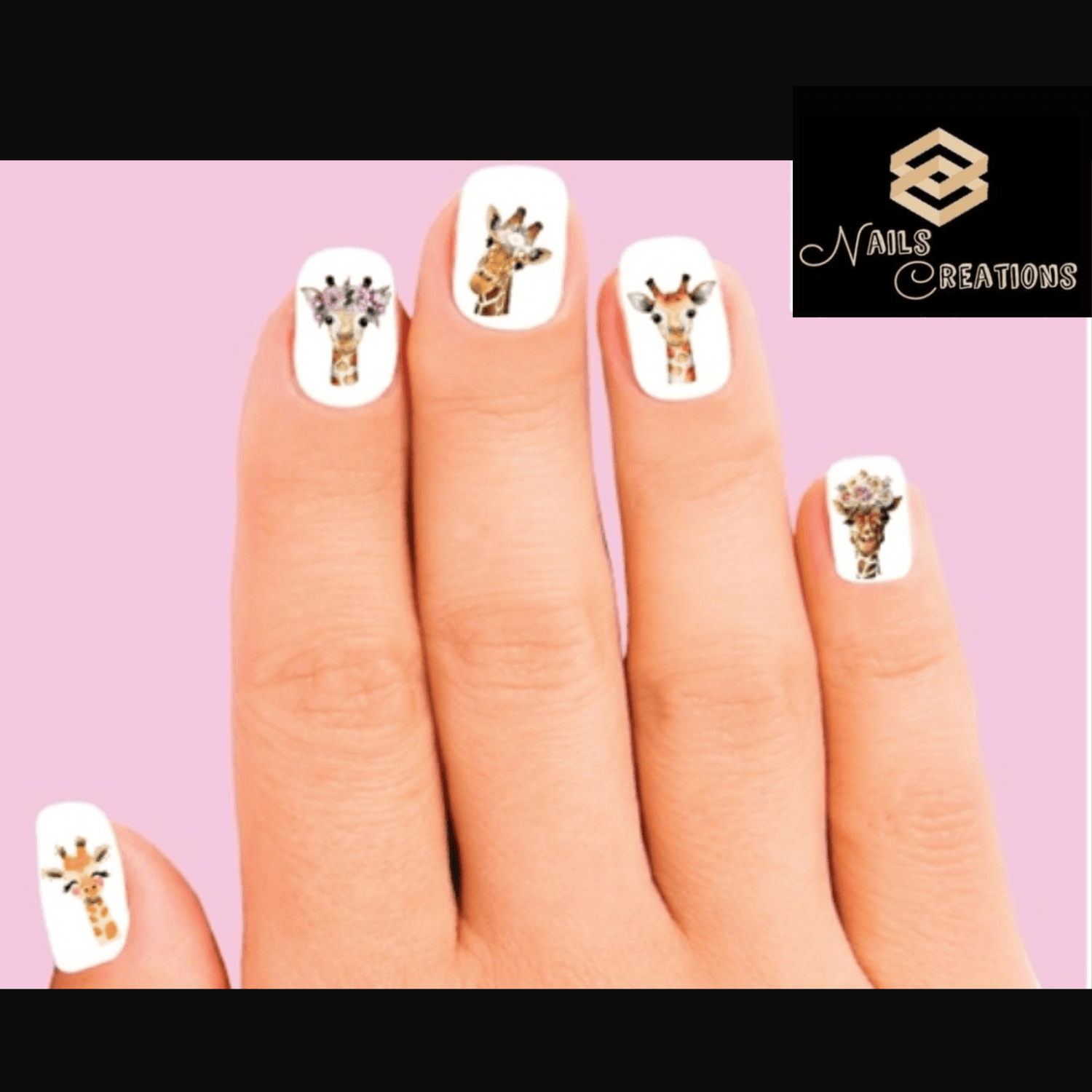 Giraffe Assorted Set of 20 Waterslide Nail Decals - Nails Creations