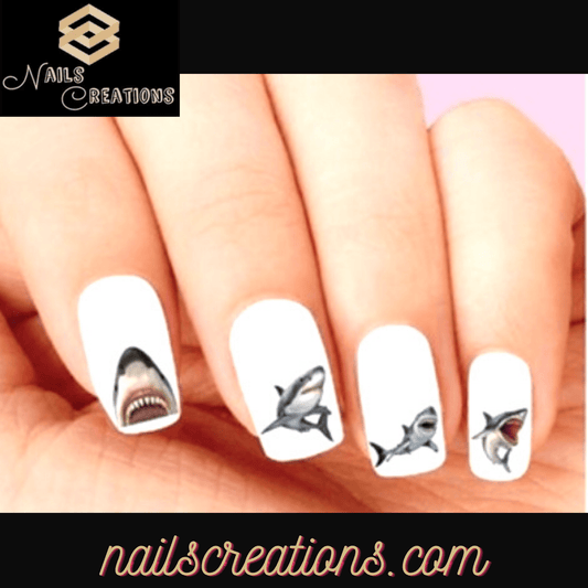 Great White Shark Assorted Set of 20 Waterslide Nail Decals - Nails Creations