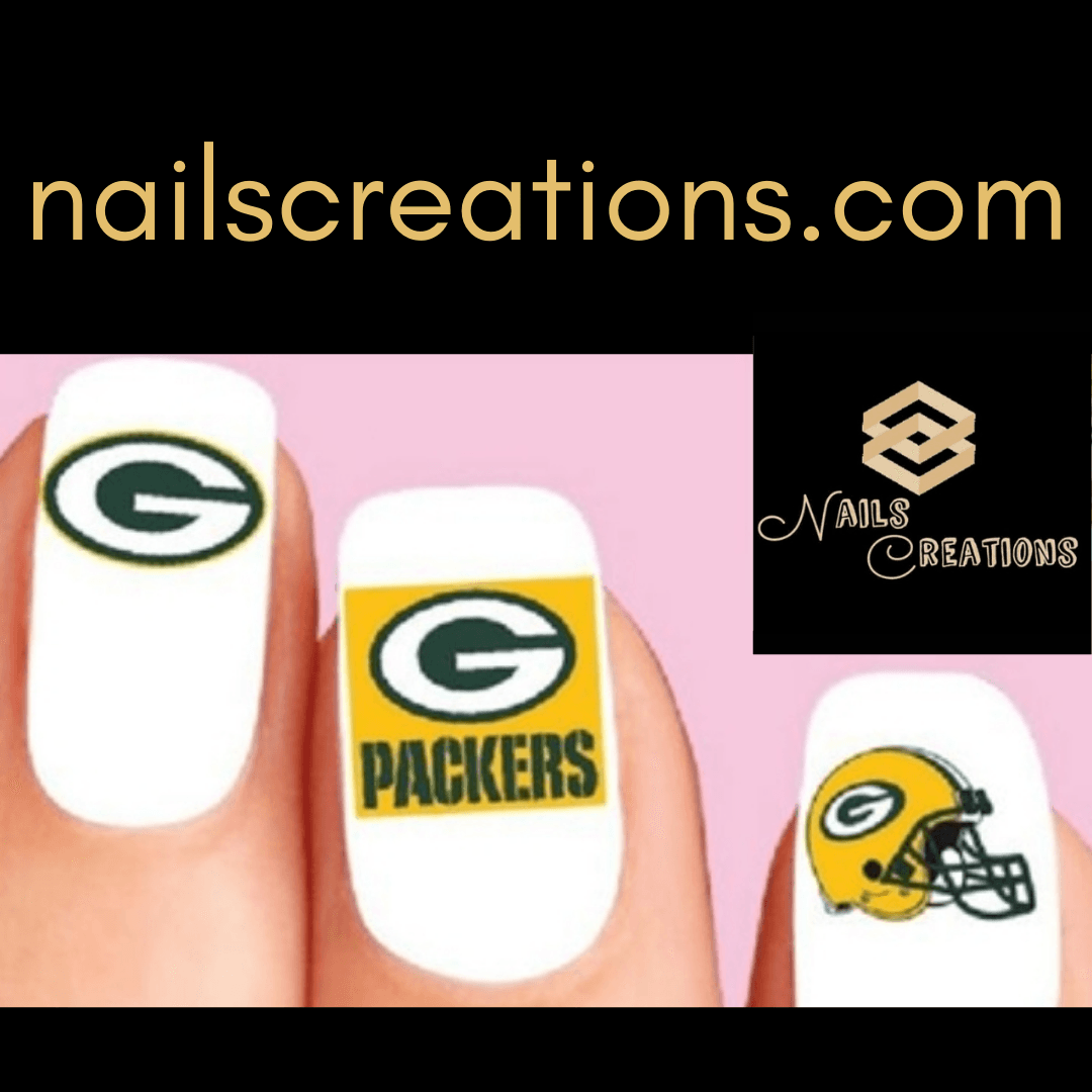 Green Bay Packers Football Assorted Nail Decals Stickers Waterslide Nail Art Design - Nails Creations