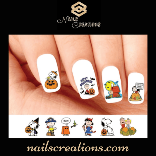 Halloween Charlie Brown Snoopy Assorted Set of 20 Waterslide Nail Decals - Nails Creations