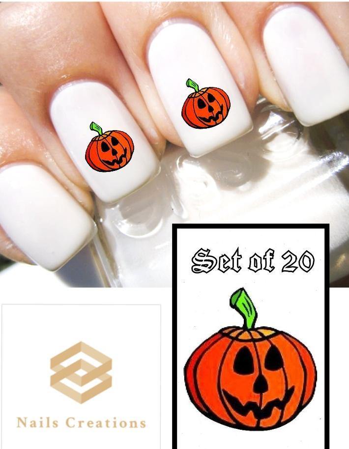 Halloween Pumpkin Jack-o-Lantern Nail Decals Stickers Water Slides Nail Art - Nails Creations