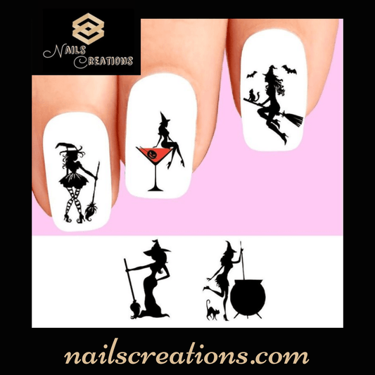 Halloween Sexy Witch Assorted Set of 20 Waterslide Nail Decals - Nails Creations