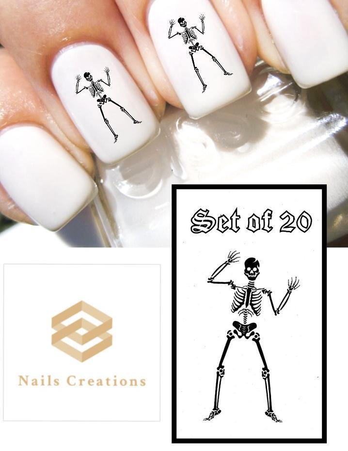 Halloween Skeleton Nail Decals Stickers Water Slides Nail Art - Nails Creations