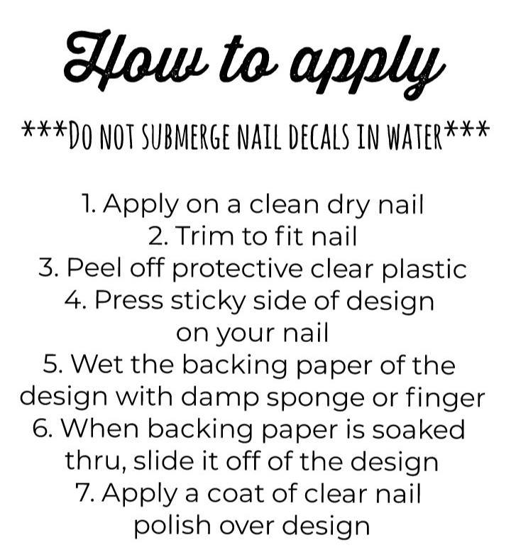 Instructions on how to apply nail decals