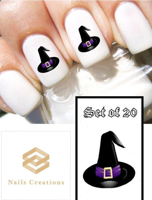 Halloween Witch Hat Nail Decals Stickers Water Slides Nail Art - Nails Creations