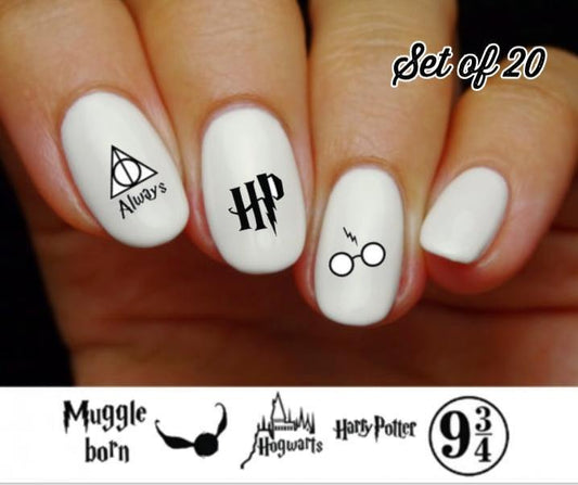 Harry Potter, Hogwarts, Quidditch, Muggle Assorted Nail Decals Stickers Water Slides Nail Art - Nails Creations