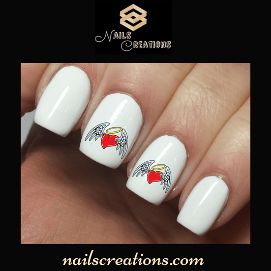 Heart With Angel Wings - Nail Art Decals - Waterslide - Nails Creations