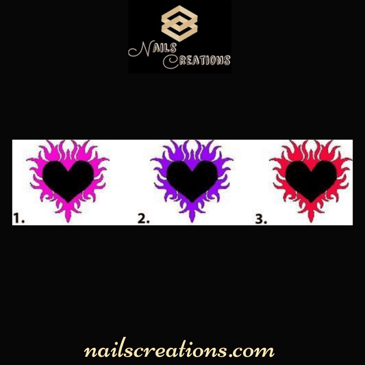 Heart with Flames Waterslide Nail Decals - Nails Creations