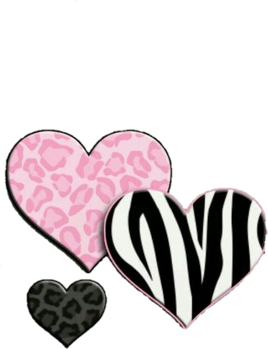 Hearts with Zebra and Leopard Print - Nail Art Waterslide Decals - Nails Creations - Nails Creations