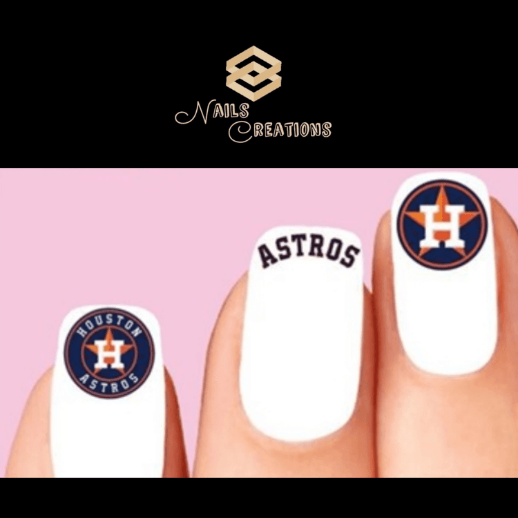 Houston Astros Baseball Assorted Nail Decals Stickers Waterslide Nail Art Design - Nails Creations