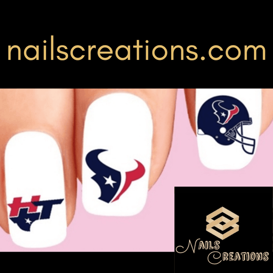 Houston Texans Football Assorted Nail Decals Stickers Waterslide Nail Art Design - Nails Creations