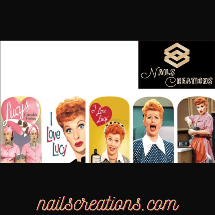I Love Lucy Lucille Ball Set of 10 Waterslide Full Nail Decals - Nails Creations