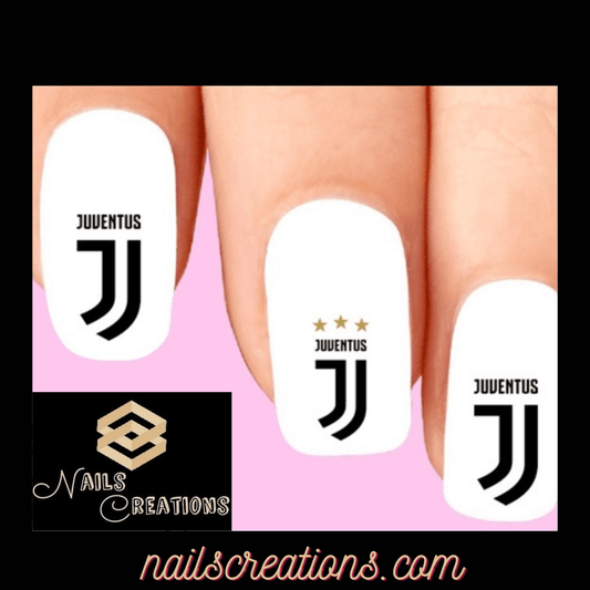 Juventus Football Club Soccer Set of 20 Waterslide Nail Decals - Nails Creations