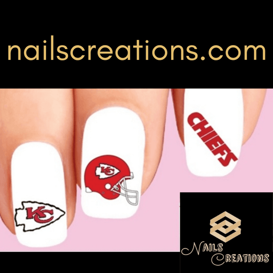 Kansas City Chiefs Football Assorted Waterslide Nail Decals - Nails Creations