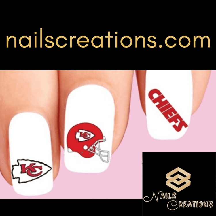 Kansas City Chiefs Football Assorted Waterslide Nail Decals - Nails Creations
