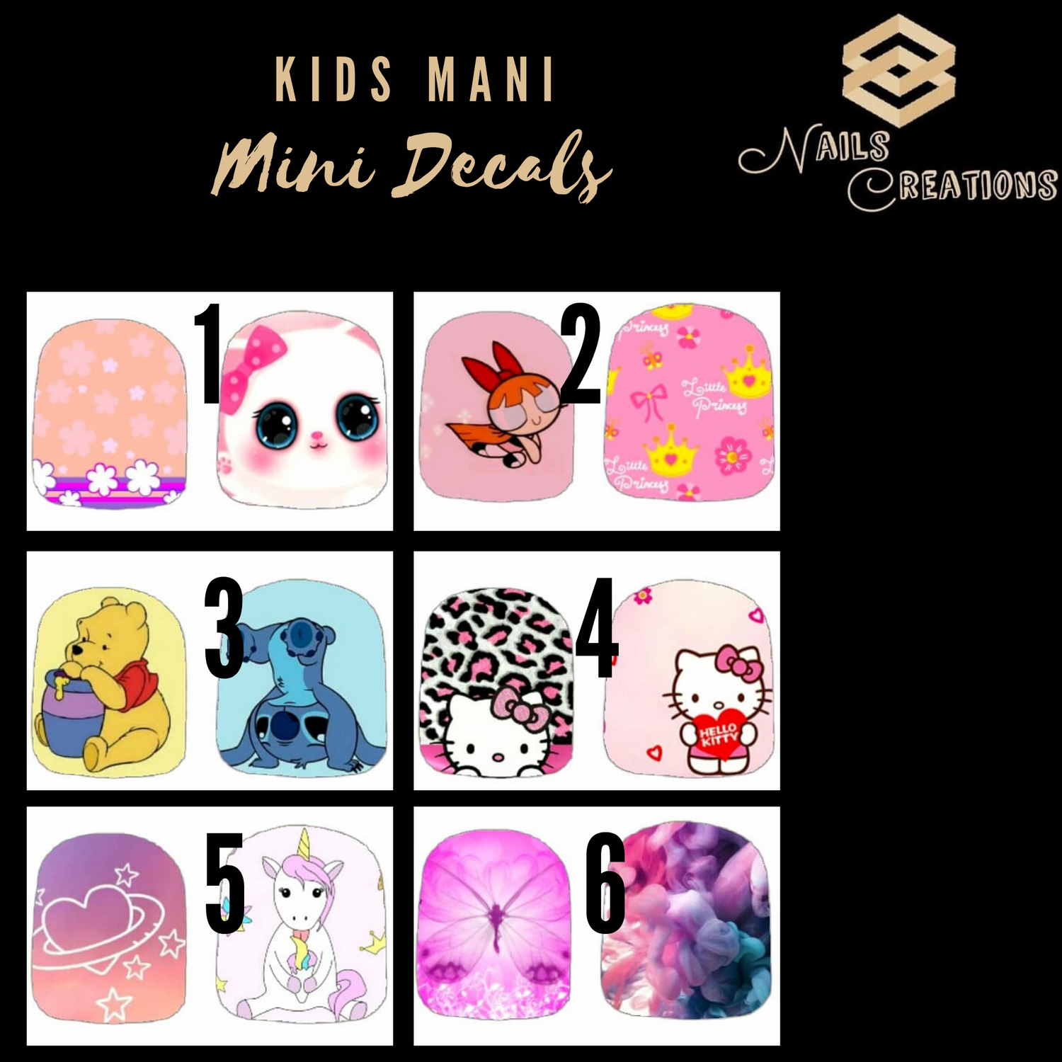 Kids Mani Mini Decals Full Nail Art Waterslide Decals - Nails Creations