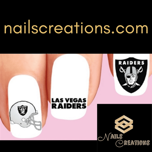 Las Vegas Raiders Football Assorted Nail Decals Stickers Waterslide Nail Art Design - Nails Creations