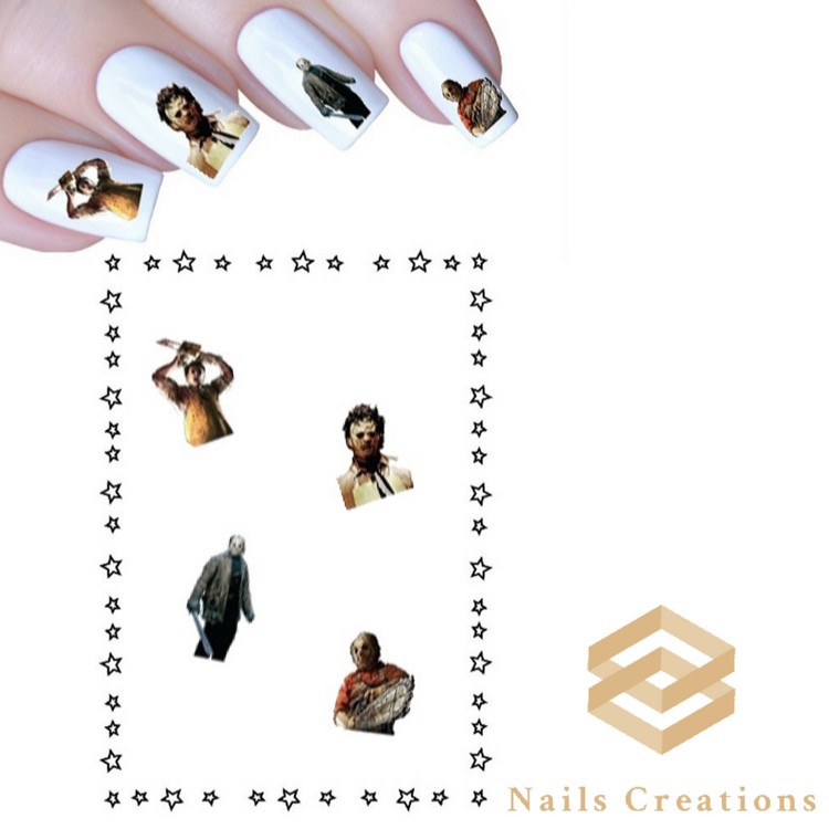 Leatherface Texas Chainsaw Massacre Halloween Assorted Set of 20 Waterslide Nail Decals - Nails Creations
