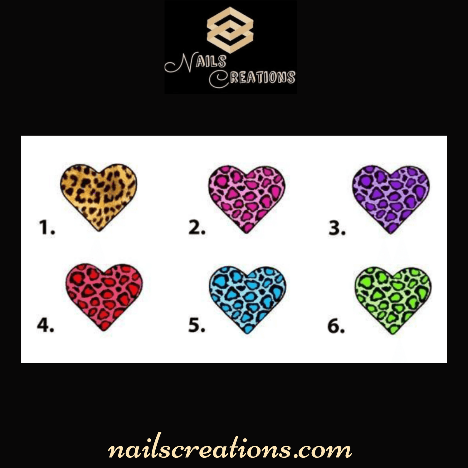 Leopard Print Heart Waterslide Nail Decals - Nails Creations