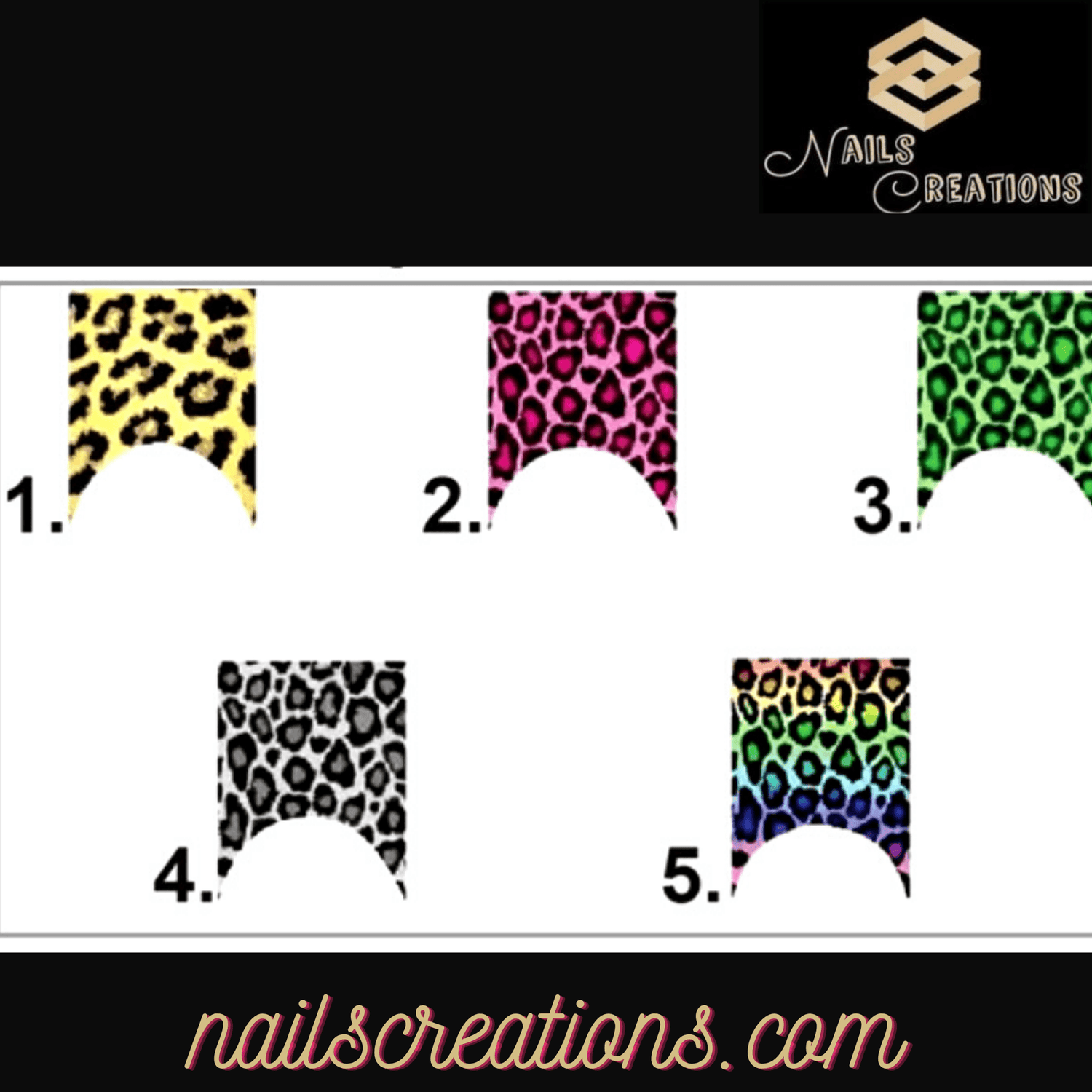 Leopard Print Set of 10 Waterslide Nail Decals Tips - Nails Creations