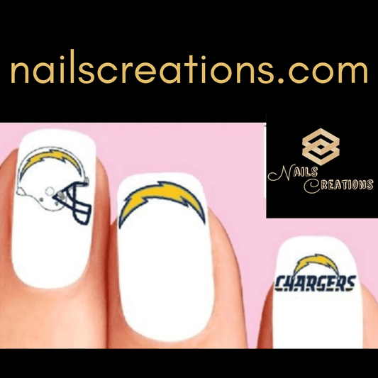 Los Angeles Chargers Football Assorted Nail Decals Stickers Waterslide Nail Art Design - Nails Creations
