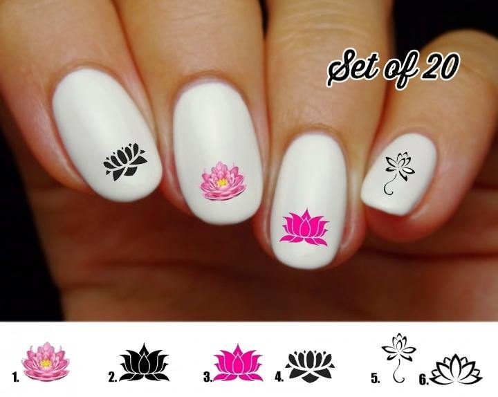 Lotus Flower Nail Decals Stickers Water Slides Nail Art - Nails Creations