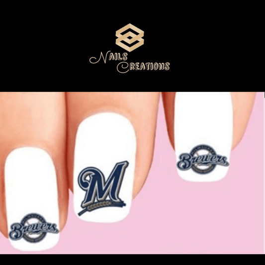 Milwaukee Brewers Baseball Assorted Nail Decals Stickers Waterslide Nail Art Design - Nails Creations