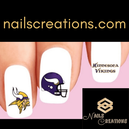 Minnesota Vikings Football Assorted Nail Decals Stickers Waterslide Nail Art Design - Nails Creations