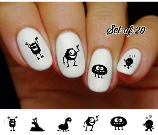Monsters Aliens Silhouette Assorted Nail Decals Stickers Water Slides Nail Art - Nails Creations