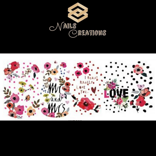 Mr and Mrs Love Wedding Full Nail Art Waterslide Decals - Nails Creations